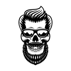 Bearded barber skull vector illustration