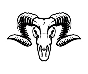 Ram Skull Logo isolated on the white backgound