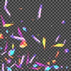 Glow Particle Background Transparent Vector. Twinkle Graphic Wallpaper. Multicolored Luxury Illustration. Blue Glitz. Shimmer Falling Texture.
