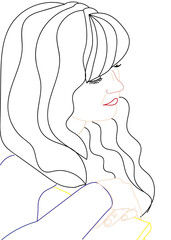 Contour drawing beautiful girl