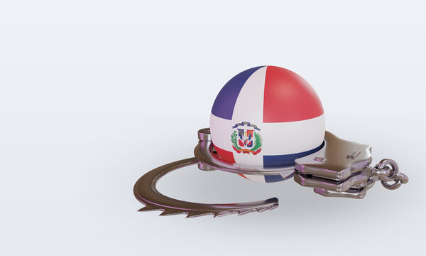 3d handcuff Dominican Republic flag rendering right view