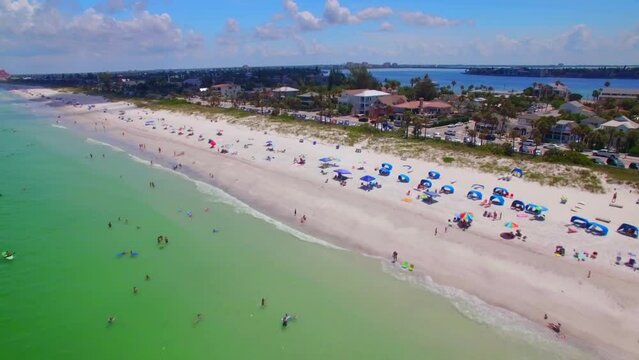 Pass-a-Grille, St. Pete Beach, Gulf of Mexico, Florida, Aerial Flying