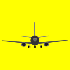 The drawing of the aircraft is gray on a yellow background
