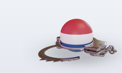 3d handcuff Netherlands flag rendering right view