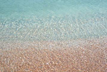 Seaside beach backgrounds. Sea turquoise transparent water and sandy bottom. Gradient. Textures.