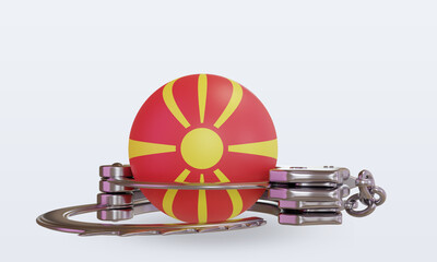 3d handcuff North Macedonia flag rendering front view