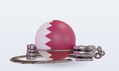 Fototapeta premium 3d handcuff Qatar flag rendering front view