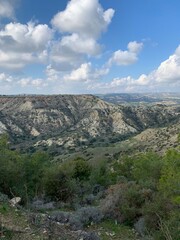 Spectacular mountains view, hills and valleys, natural landscape background 