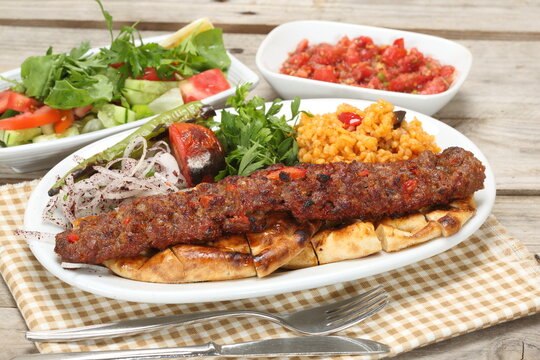 turkish adana kebab grilled mincet meat shish kebab