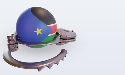 3d handcuff South Sudan flag rendering left view