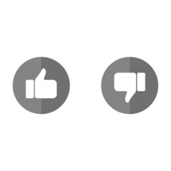 Like and dislike grey flat vector icon