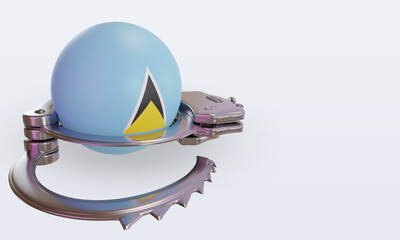 3d handcuff St Lucia flag rendering left view