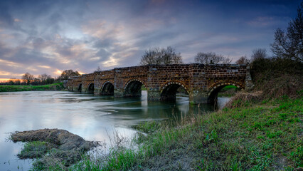 Fototapeta premium White Mill Bridge over the River Stour near Sturminster Marshall, UK