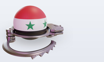 3d handcuff Syria flag rendering left view