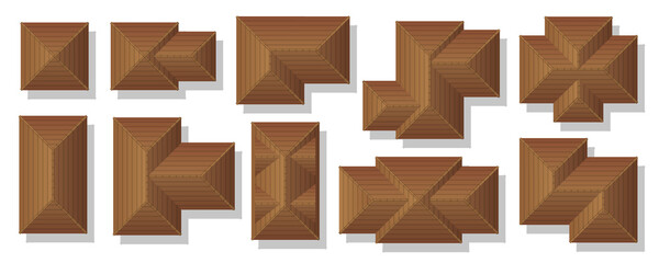 Tiled roof of houses. Top view. Cityscape map or plan design collection. © Алексей Шпадарук