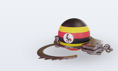 3d handcuff Uganda flag rendering right view