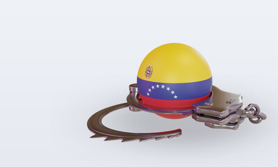 3d handcuff Venezuela flag rendering right view