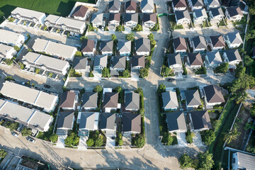 Housing estate in aerial view. Also call village or community consist of residential building in...