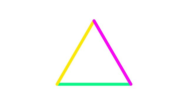 Set of triangular abstraction motion animation. Bright colors with neon shades. Transparent background with alpha channel. loop able. Concept of displaying process of loading a site.