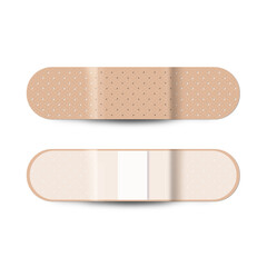 Adhesive bandage plaster on white background. Medical patch aid strip