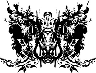 Terrible ornamental butterfly wings on a white background for your design. Grungy dangerous butterfly wings for fabric, prints, textiles, emblems, wallpaper, fashion, embroidery, posters, cards, etc.