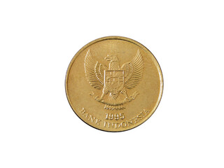 Obverse of Indonesia coin 50 rupiah 1995 isolated with white background