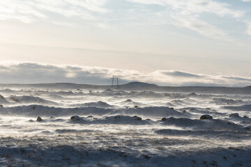 Winter landscape near Hella - South Iceland