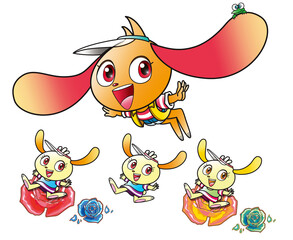 ウサギ,キャラクター ,春,花畑,ふたり