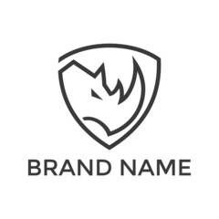 rhino shield design vector. linear rhino flat  logo