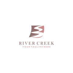 Winding road river creek logo design vector illustration, suitable for your design need, logo, illustration, animation, etc.