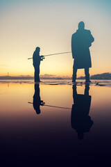 Fisherman and Reflection at the Bosphorus, Istanbul, Turkey