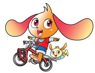ウサギ,キャラクター ,自転車,イメージ画