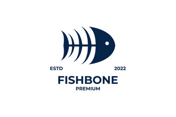 Fish and its skeleton logo design. Icon of seafood restaurant. Animals in a natural environment. Illustration of graphic flat style