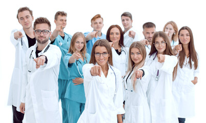 Fototapeta na wymiar group of diverse medical professionals pointing at you