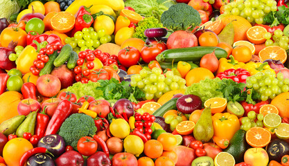 Great background of fresh fruits and vegetables