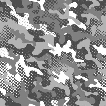 Seamless pattern camouflage backgrounds. Creative dazzle paint fashion illustration army style. Hand drawn vector. 