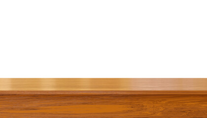 Wooden table top isolated on white background. 3D render illustration.
