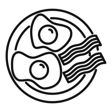 recommend clip art: Breakfast fried egg bacon icon outline vector. Food plate