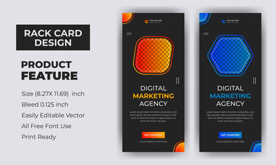 Modern corporate marketing business agency company rack card or poster or leaflet or dl flyer design template