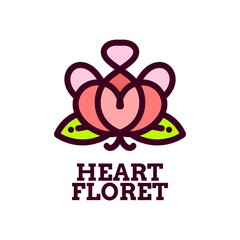 heart floret flora flower nature logo concept design illustration
