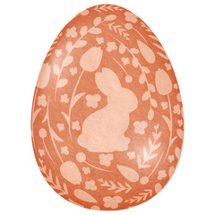 Watercolor Happy Easter egg with pattern. Stock illustration.