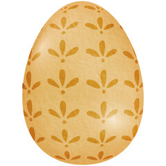 Watercolor Happy Easter egg with pattern. Stock illustration.
