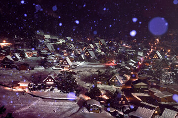 荻町城跡展望台から望む冬の白川郷