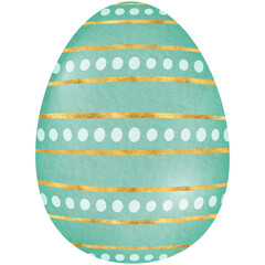 Watercolor Happy Easter egg with pattern. Stock illustration.