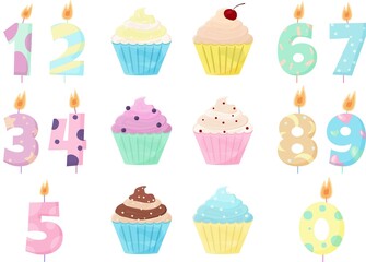 birthday cupcakes set