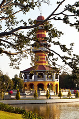 beautiful buildings and park in the Sommerpalace Bang Pa In