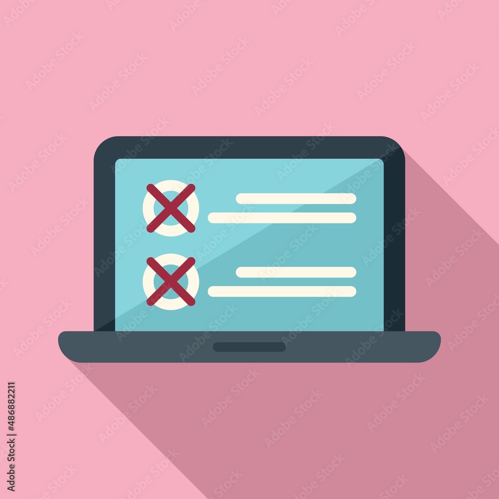 Poster laptop assignment icon flat vector. document test