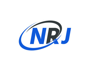 NRJ letter creative modern elegant swoosh logo design