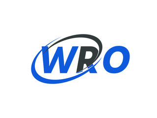 WRO letter creative modern elegant swoosh logo design