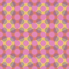 Geometric vintage seamless vector pattern with wavy shapes and concentric circles in bold colours. Modern illustration for prints, home decor, fashion fabric and carpet design.